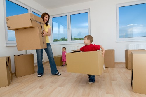 Removal van and packed belongings for a house move in Uxbridge
