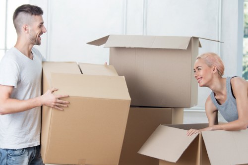 Labelled boxes and packed essentials ready for a house move in Uxbridge